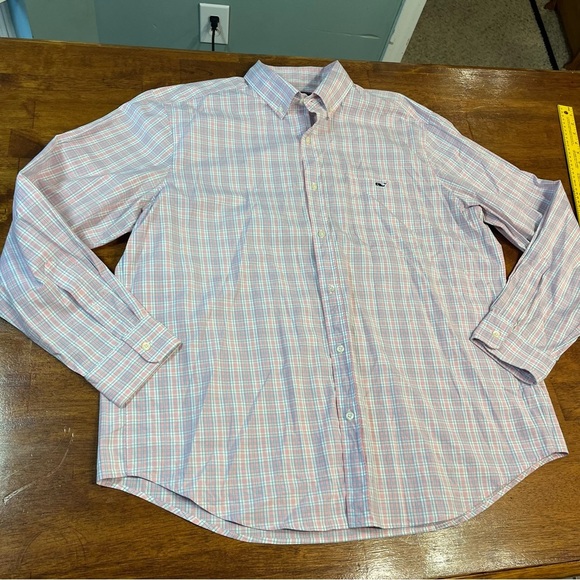 Vineyard Vines Classic Fit Tucker Shirt size XL pink blue plaid button down - Picture 1 of 7